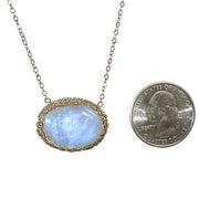 Haumea Rainbow Moonstone Necklace in Gold
