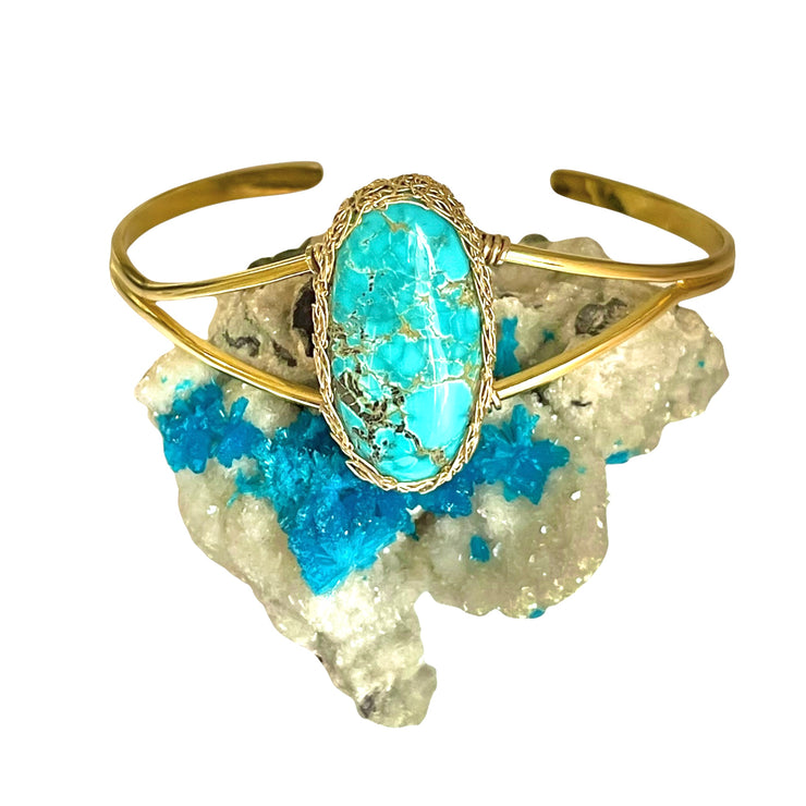 Thunderbird Turquoise Cuff In Gold