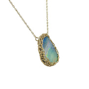 14 Karat Gold Teardrop Boulder Opal Necklace