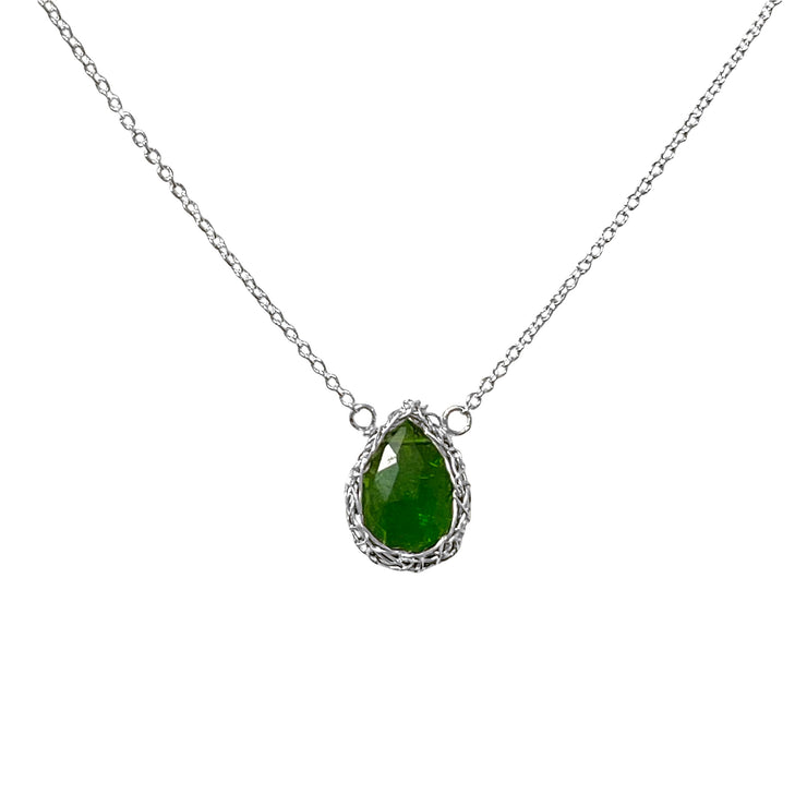Chrome Diopside Necklace In Silver