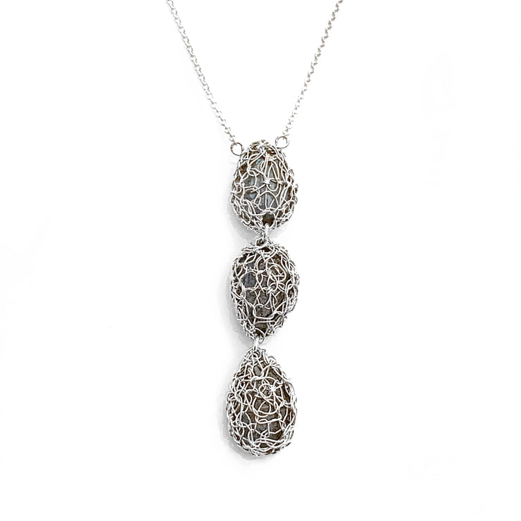 Labradorite trinity drop necklace in silver