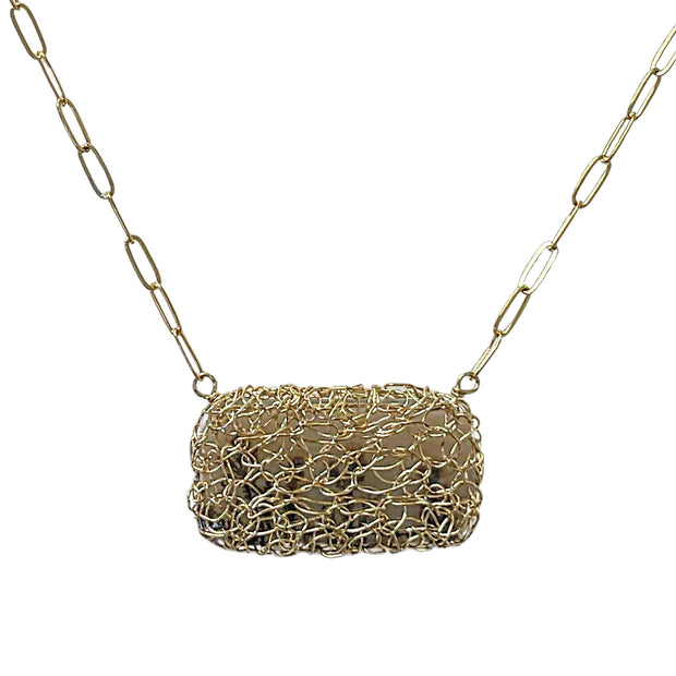 Horizon Dendritic Agate Necklace In Gold