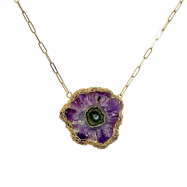 Amethyst Stalactite Necklace in Gold