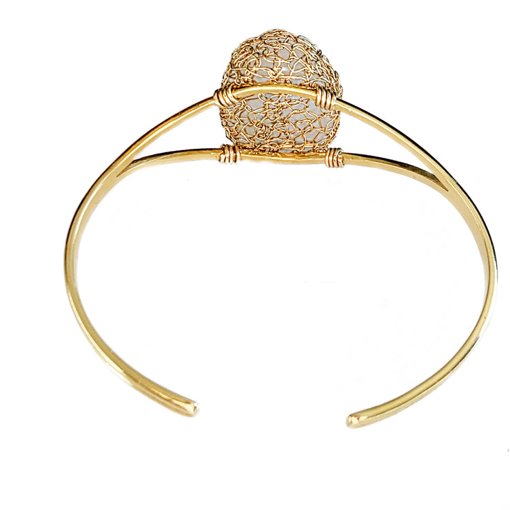 Moonstone Oval Cuff Bracelet in Gold
