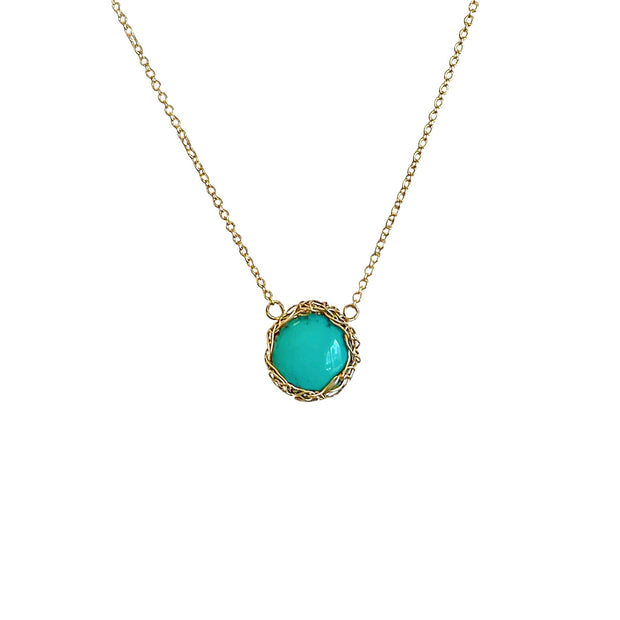 Turquoise Moon Necklace In Gold