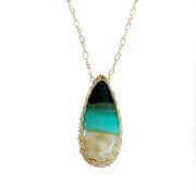 Petrified Opalized Wood Necklace in Gold