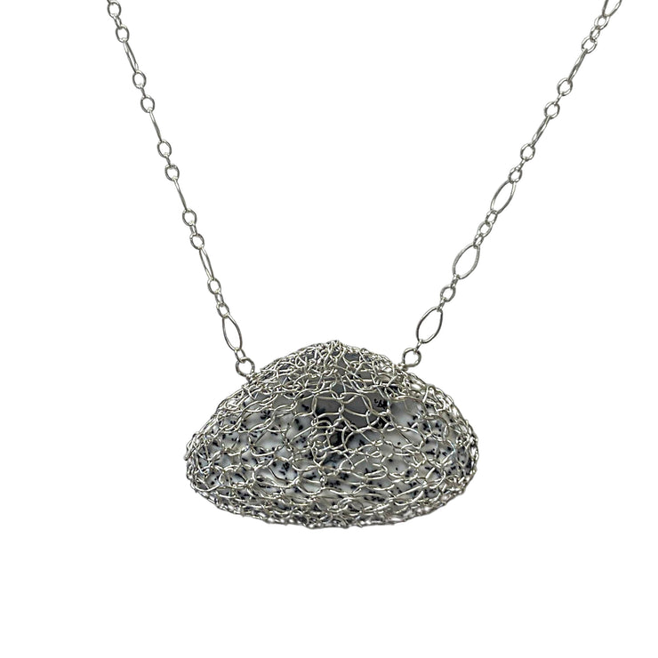 Organic Dendritic Opal Necklace In Silver