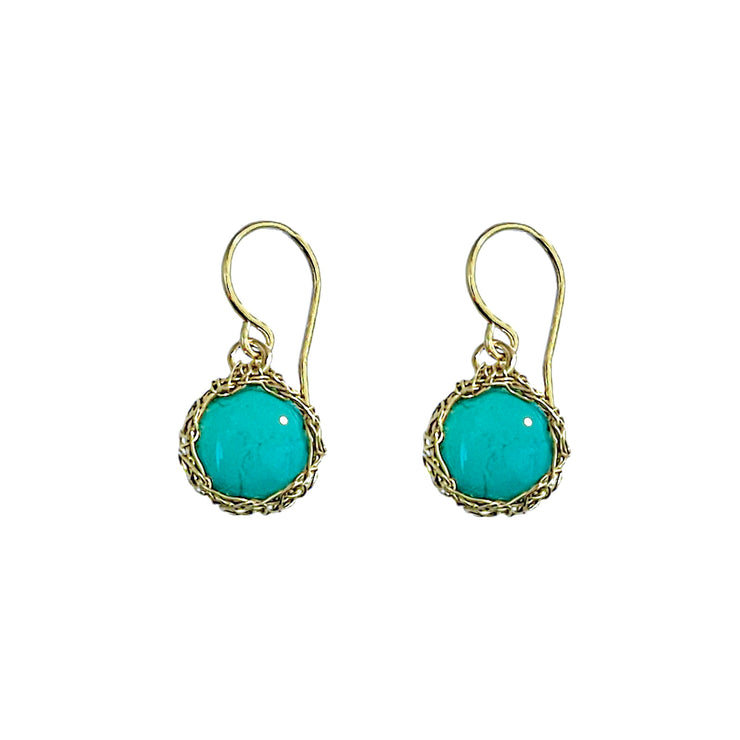 Turquoise Dangle Earrings In Gold