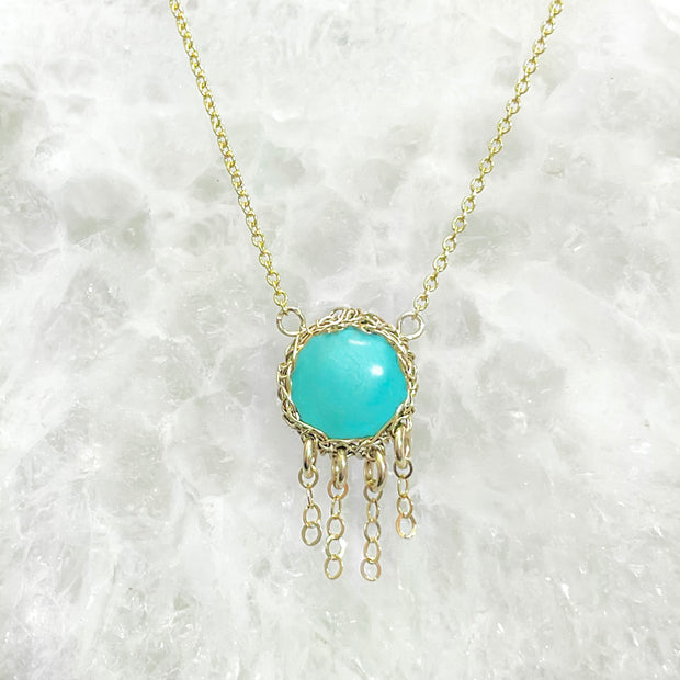 Turquoise Jellyfish Necklace In Gold