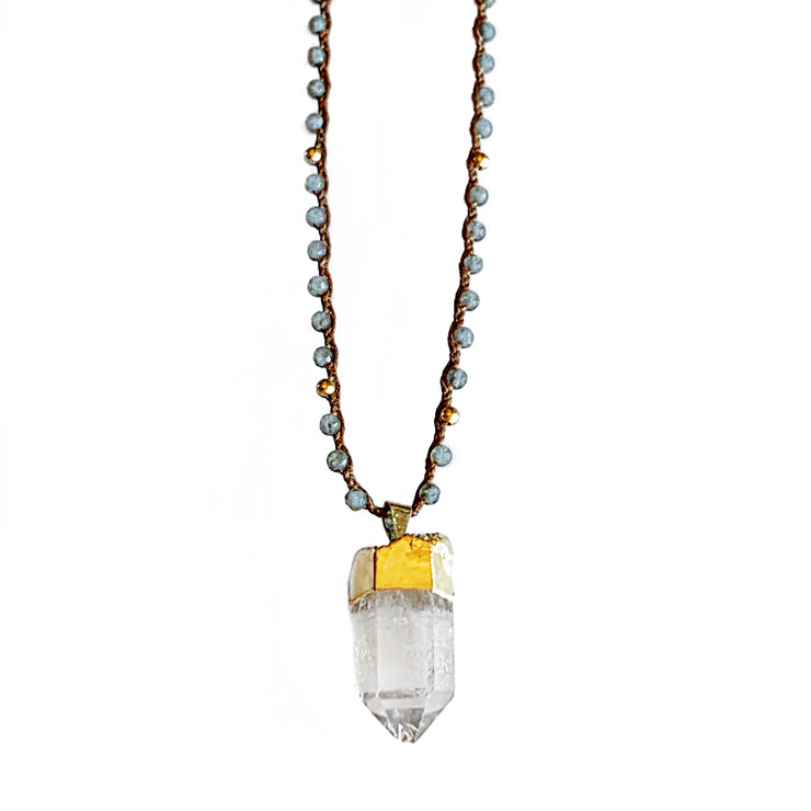 Labradorite Quartz Clarity necklace in Gold