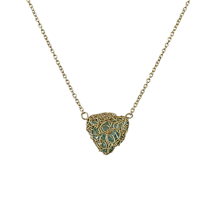 Aquamarine Trinity Necklace In Gold