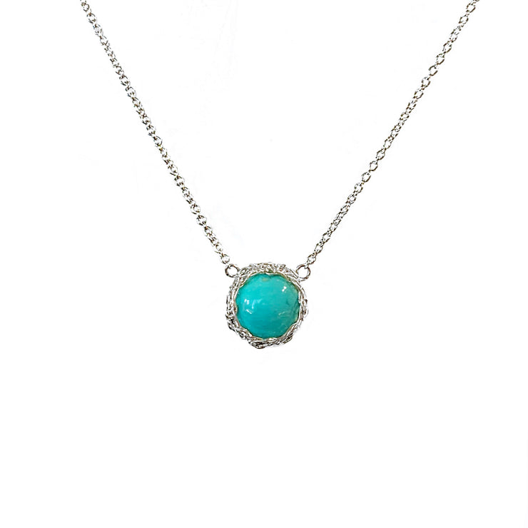 Turquoise Moon Necklace In Silver