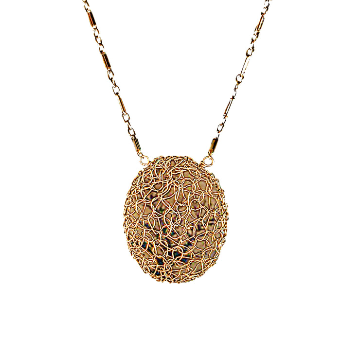 Dendritic Agate Fern Necklace In Gold