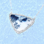 Triangular Dendritic Opal Necklace In Silver