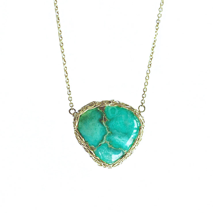 Variscite heart necklace in gold