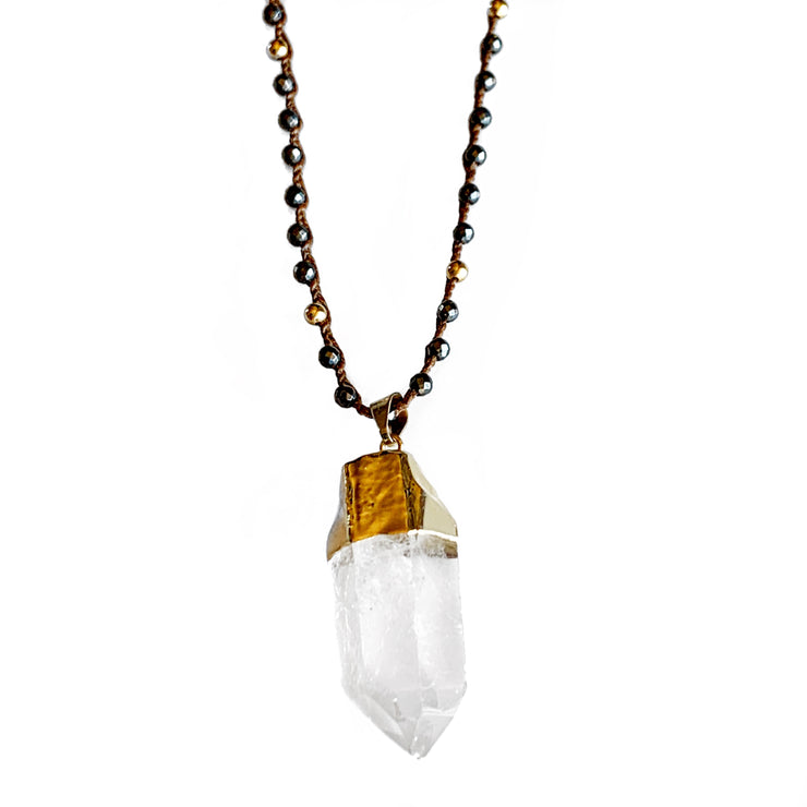 Hematite Quartz Clarity necklace in Gold