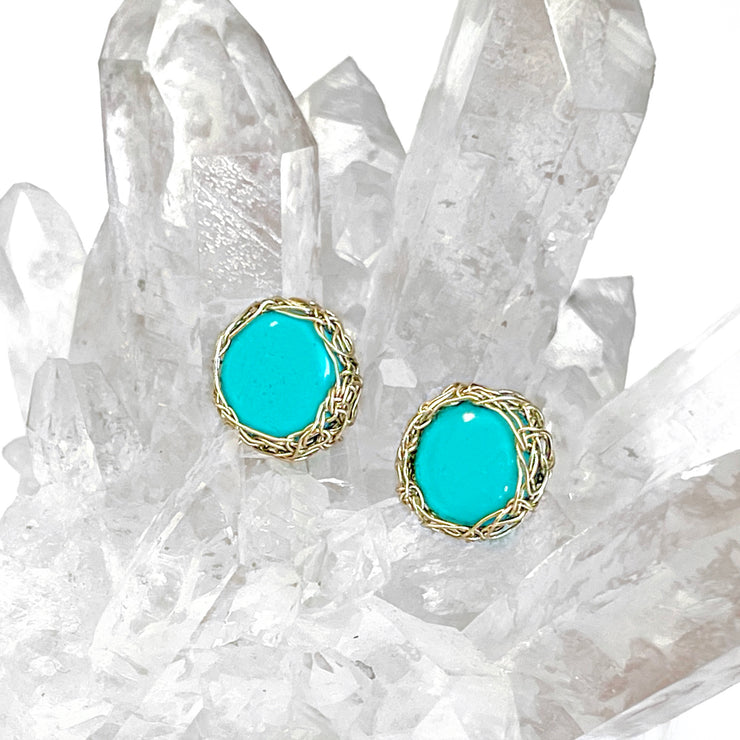 Turquoise Post Earrings In Gold