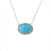 Sea Opal Oval Necklace In Silver