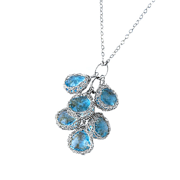 Cascading Blue Topaz Necklace in Silver