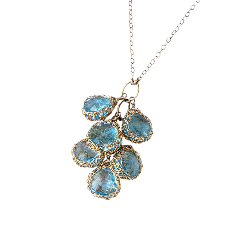 Cascading Blue Topaz Necklace in Gold
