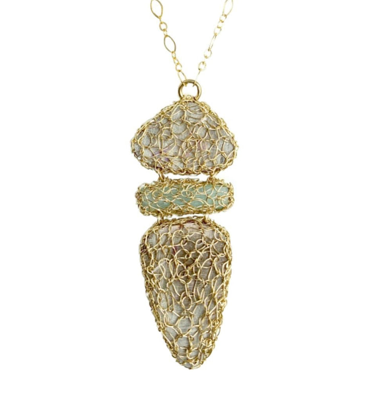 Royston Turquoise And Indicolite Tourmaline Necklace In Gold