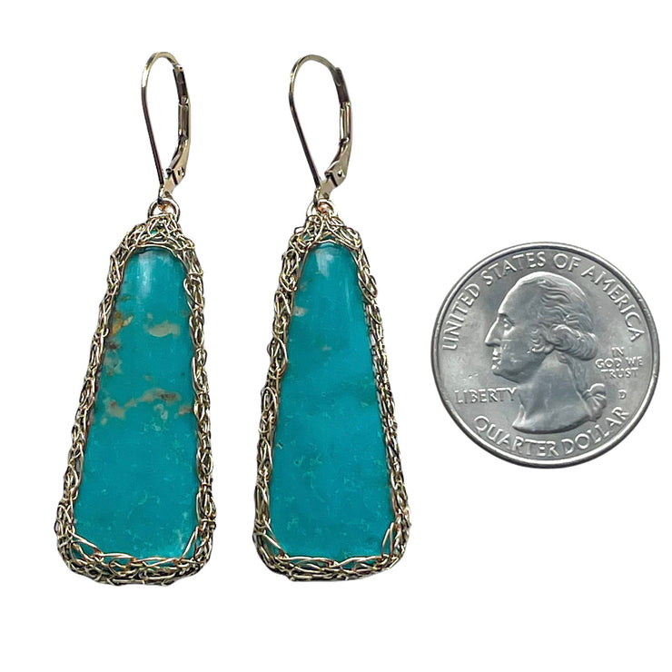 Royston Ribbon Turquoise Trinity Earrings In Gold