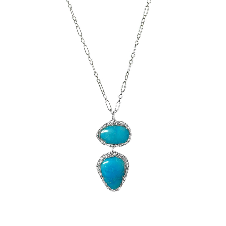 Thunderbird Turquoise Double Necklace In Silver