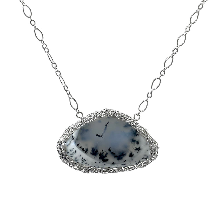 Organic Dendritic Opal Necklace In Silver