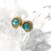 Small Labradorite Post Earrings In Gold