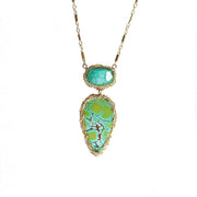 Indicolite Tourmaline and Turquoise Necklace In Gold