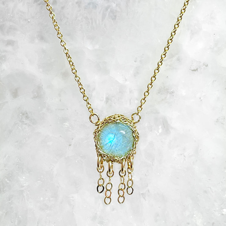 Labradorite Jellyfish Necklace In Gold