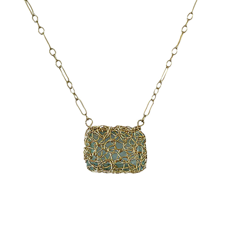 Aquamarine Horizon Necklace In Gold