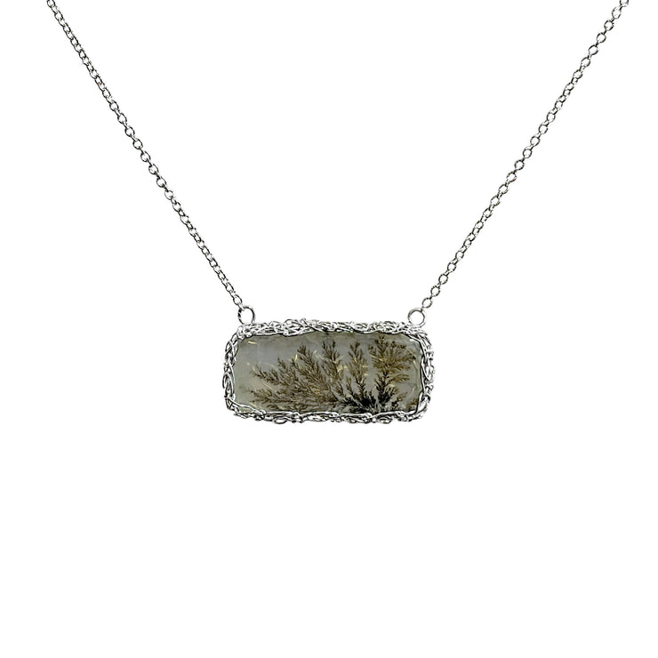 Horizon Dendritic Agate Necklace In Silver