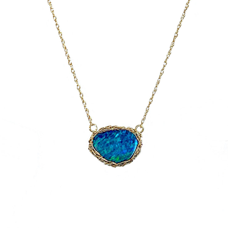 14 Karat Boulder Opal Ocean Necklace
