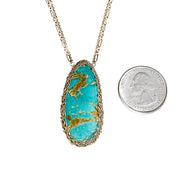 Royston Turquoise Teardrop Necklace In Gold