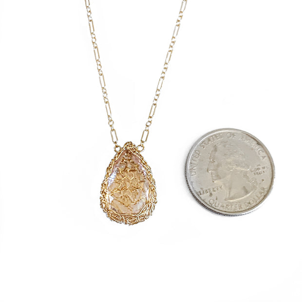 Morganite Teardrop Necklace In Gold