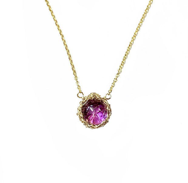 Amethyst Moon Necklace in Gold