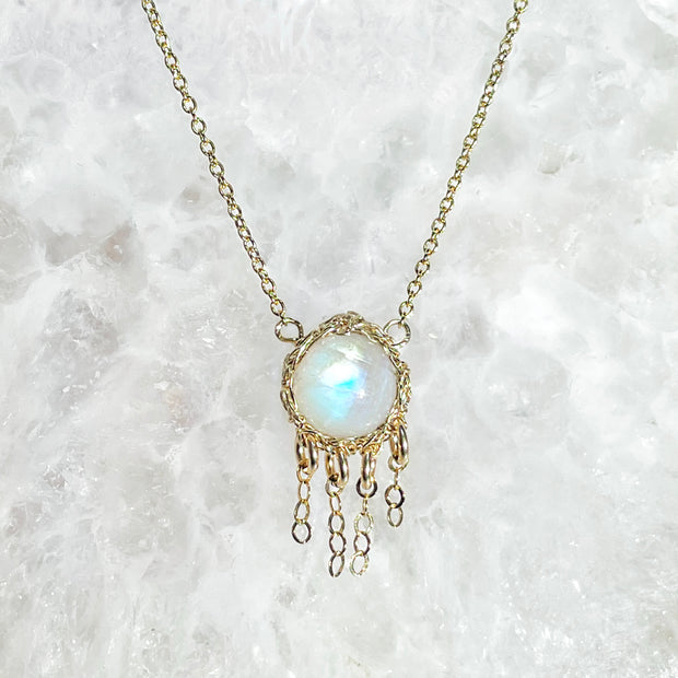 Moonstone Jellyfish Necklace In Gold