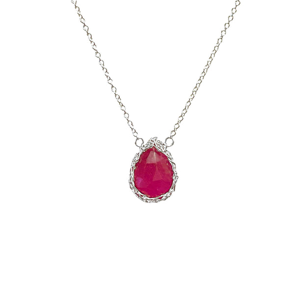 Ruby Necklace In Silver