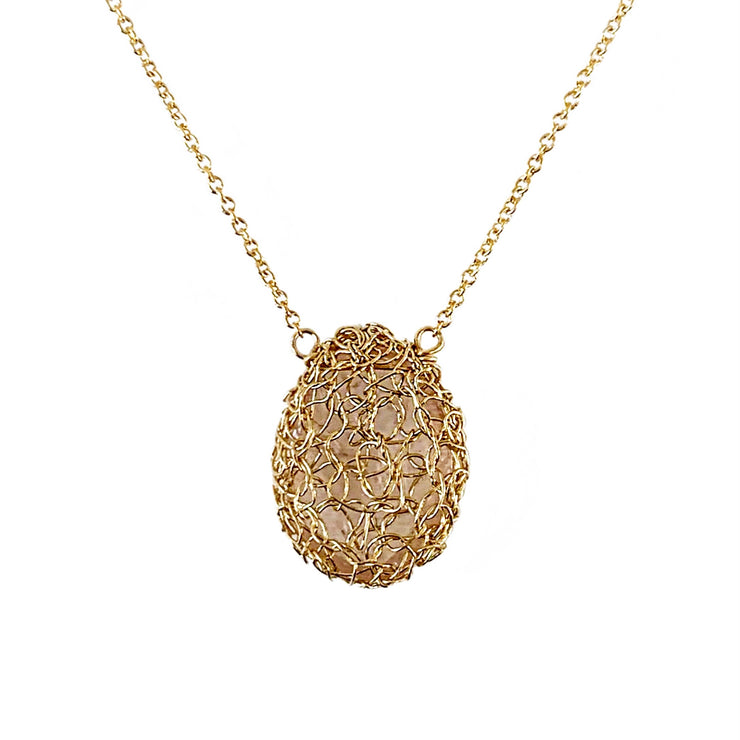 Morganite Rose Cut Necklace In Gold