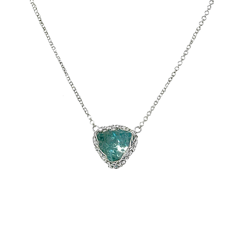 Aquamarine Trinity Necklace In Silver