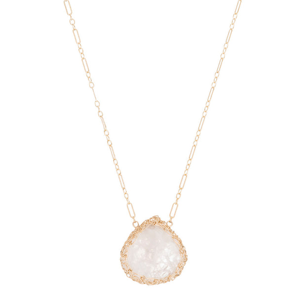 Moonstone Medium Teardrop Necklace in Gold