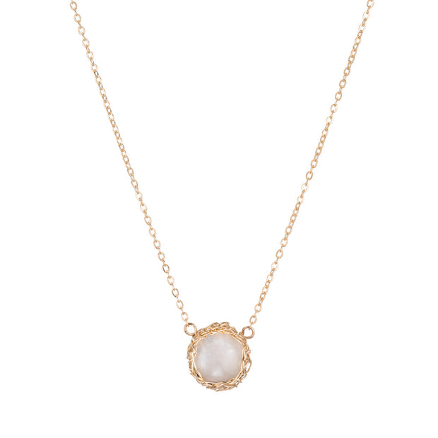 Rainbow Moonstone New Moon Necklace In Gold