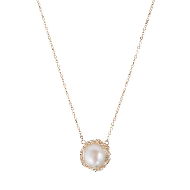 Small Ivory Pearl Necklace Gold