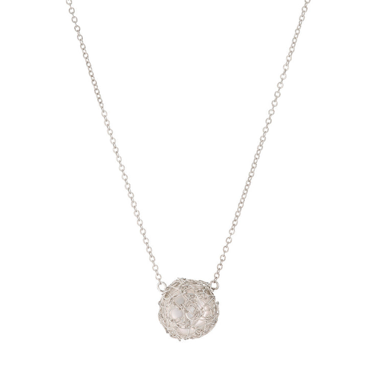 Small Ivory Pearl Necklace Silver